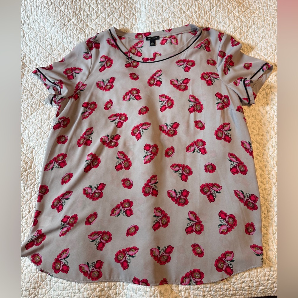 Ann Taylor Poppy Print Georgette Top